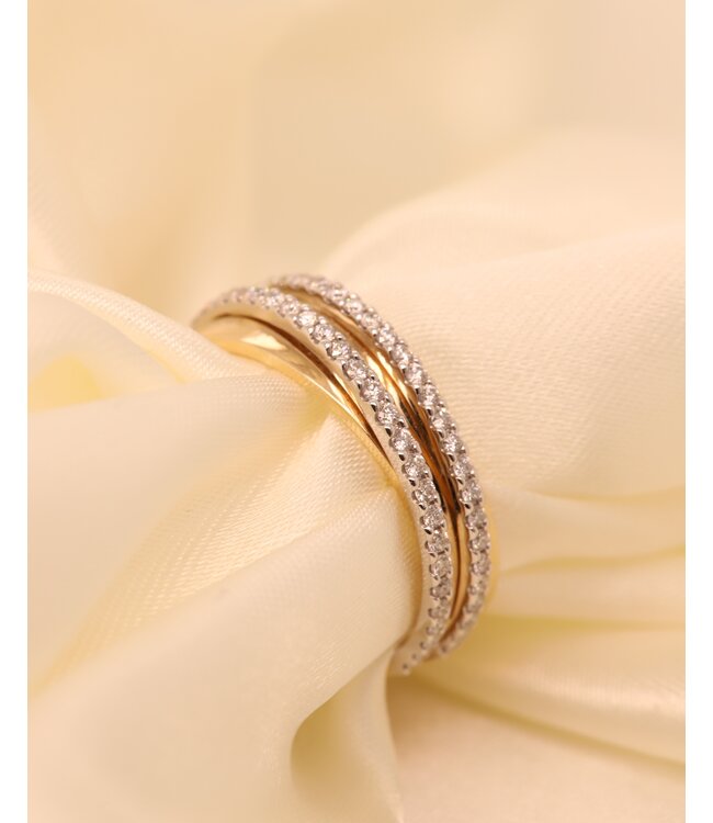 Passione ring geel/witgoud 14k met diamant 0.40H/Si maat 56