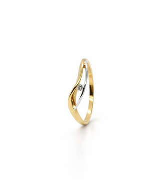 Passione Passione ring geel/witgoud 14k met 0.04ct diamant maat 58