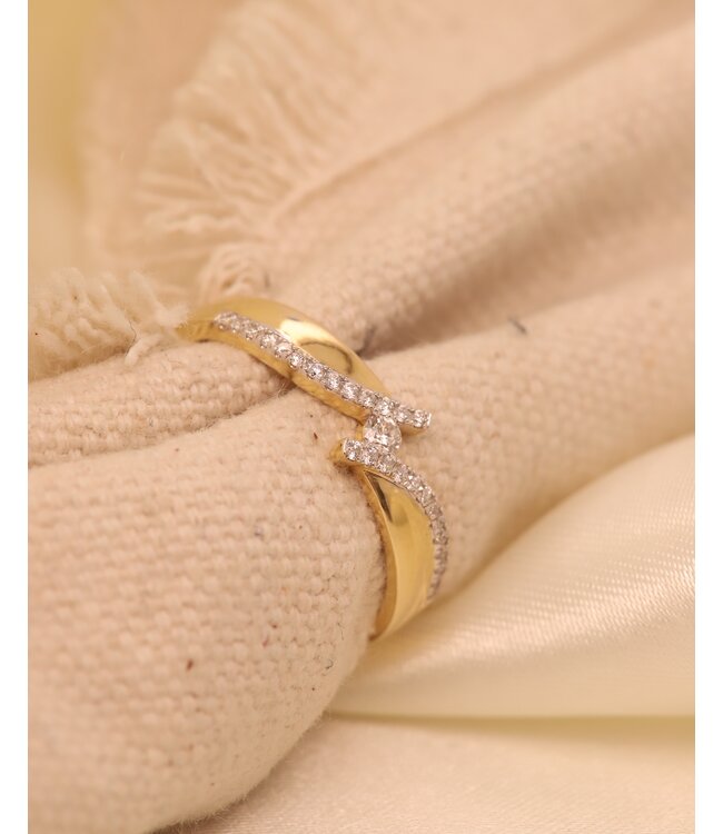 Passione ring goud 14k met diamant 0.14ct maat 53