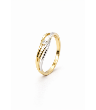 Passione Passione ring geel/witgoud 14k met 0.03ct diamant maat 56