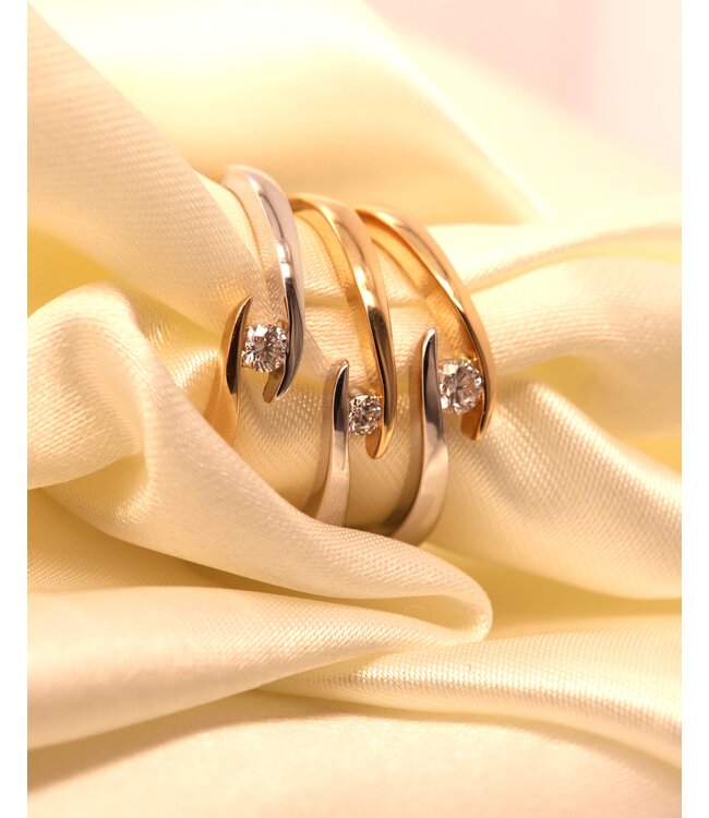 Passione ring goud 14k met diamant 0.12ct maat 54