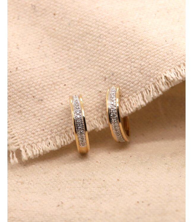 Passione 14k geelgouden oorringen met diamant 0,14ct