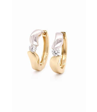 Passione Passione 14K geel- met witgouden oorstekers met diamant 0.16ct