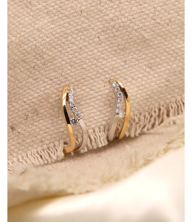 Passione oorringen geel/witgoud 14k met 0.13ct. diamant