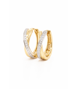Passione Passione 14k geel- met witgouden oorringen met diamant 0,17ct