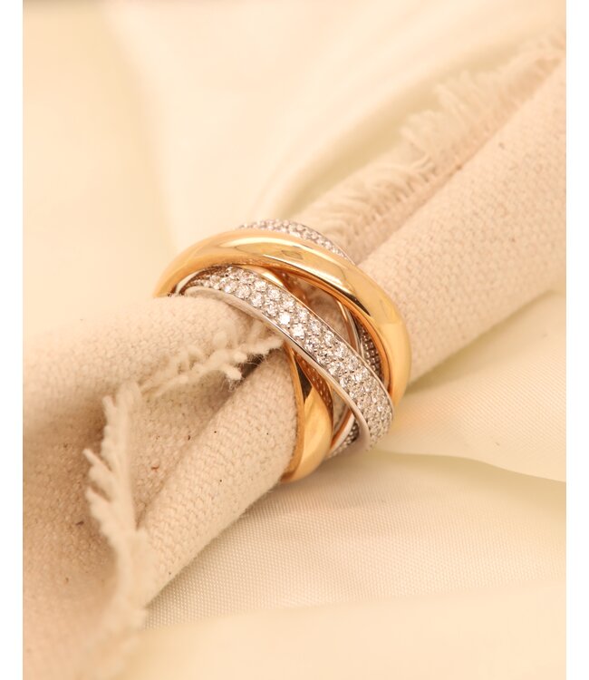 Passione 14k rose- met witgouden ring met diamant 0.36ct 54