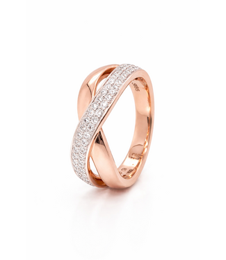 Passione Passione 14k rose- met witgouden ring met diamant 0.36ct 54