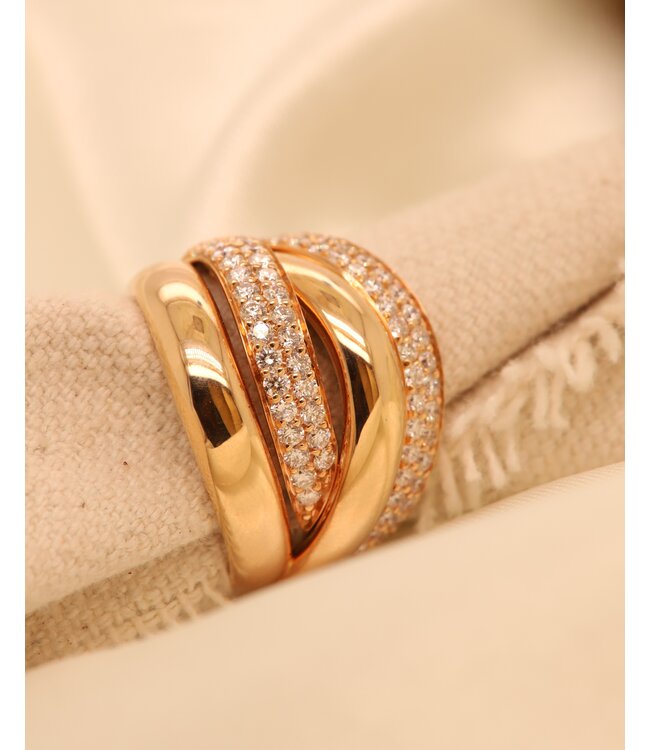 Positano ring 18k rosegouden  1,17 ct diamant 53
