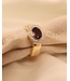 Passione 14K geelgouden ring met diamant 0,16ct en granaat 55