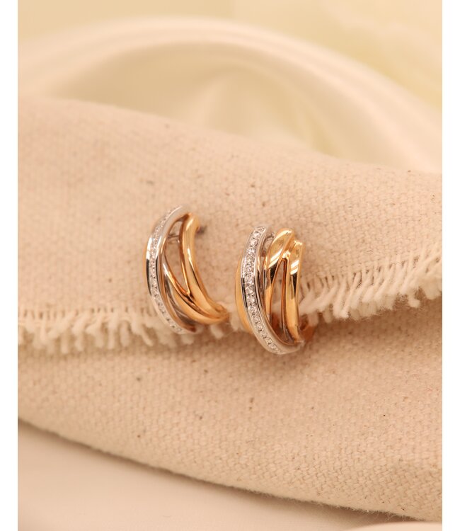 Positano oorringen 18k rose en witgoud 0.12 ct. diamant