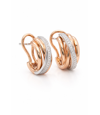 Positano Positano oorringen 18k rose en witgoud 0.12 ct. diamant