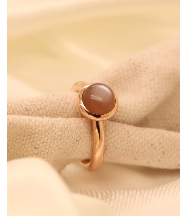 ROEMER by Bregje Ring Single Bubble 18k roségoud met Maansteen