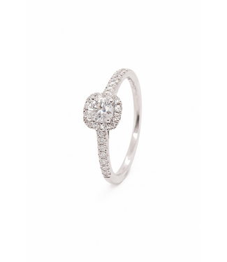 ROEMER ROEMER ring 18k witgoud cushion met diamant 0.41ct 54