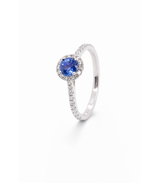 ROEMER ROEMER witgouden ring met licht blauwe saffier 0.56ct en diamant 0.25ct 54