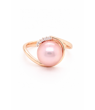 ROEMER ROEMER ring roségoud 14k met 0.035ct diamant & parel maat 55