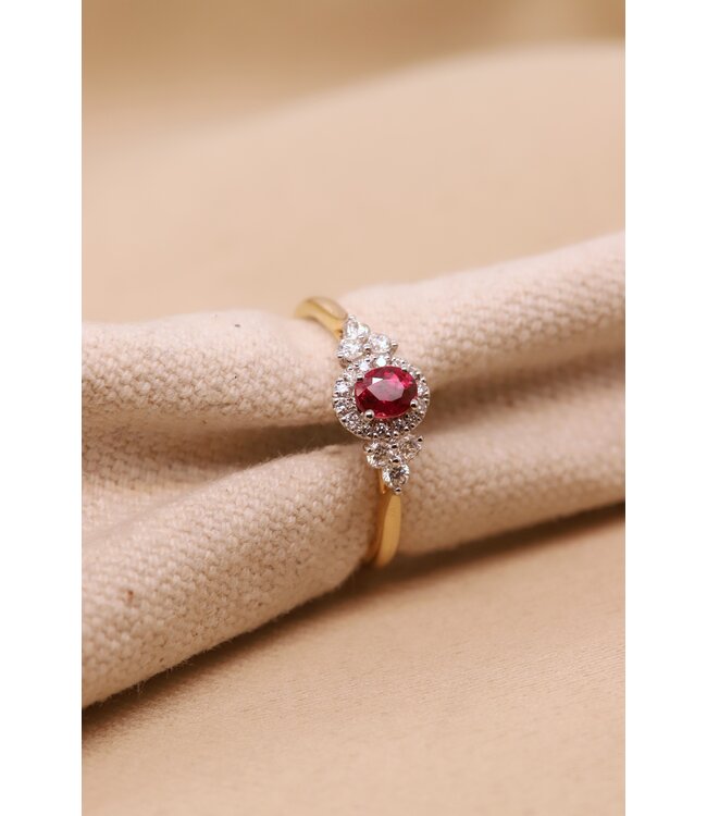 ROEMER  Ring  goud 14K met robijn 0.45ct en diamant 0.24ct R40875