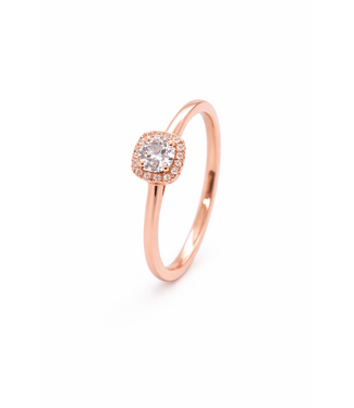 ROEMER ROEMER ring 14k rosegoud cushion met diamant 0.25ct 55
