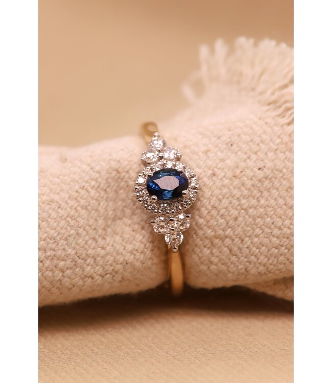 ROEMER  Ring  goud 14K met saffier 0.38ct en diamant 0.25ct R40873