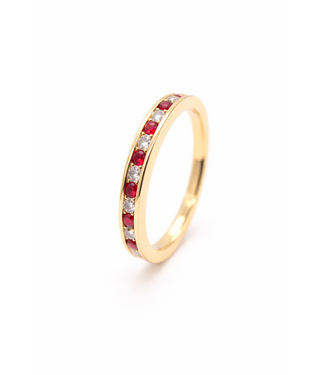 ROEMER ROEMER ring 18k rosegoud met Robijn en Diamant maat 54