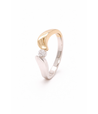 Passione Passione 14K geel- met witgouden ring met diamant 0,14ct 55