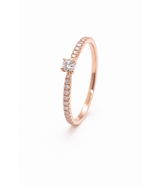 ROEMER ROEMER ring 14K rosegoud solitair met diamant XS 0.24ct 54