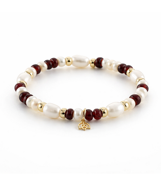 Y&G Y&G Armband Garnet, Granaat en Parels PSP0042