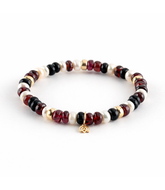 Y&G Y&G Armband Royale Heart Garnet, Onyx en parels 14k goud SP0066
