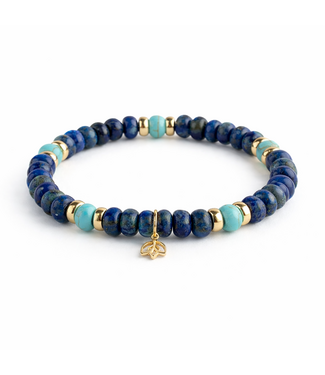 Y&G Y&G armband lapis lazulli, turquoise en gouden beads 14k 10SP0005
