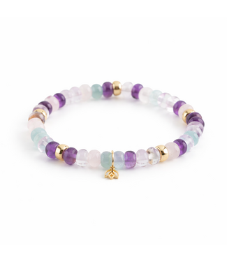 Y&G Y&G armband amethist,aquamarijn,rozekwarts en 14k gouden beads SP0060