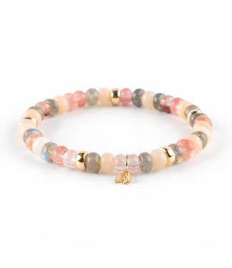 Y&G Y&G armband labradoriet, aventurijn en rozekwarts 14k goud SP0050