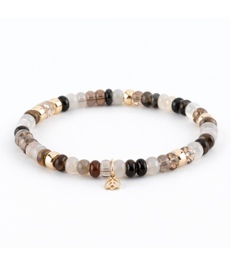 Y&G Y&G armband rookkwarts, theekwarts en maansteen 14k goud SP0023