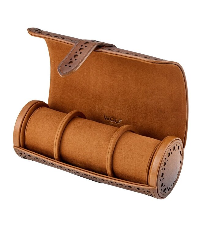 Wolf brogue triple watch roll burnished brown 443306