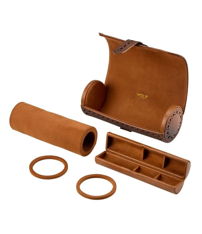 Wolf brogue triple watch roll burnished brown 443306