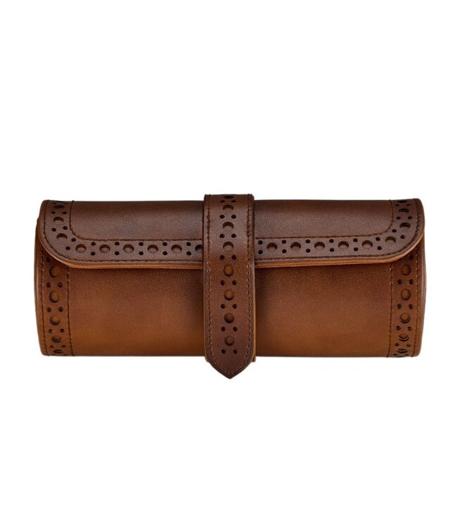 Wolf brogue triple watch roll burnished brown 443306