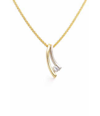 R&C R&C Bicolor gouden hanger Victoire 14k met 0.10ct briljant HAN0038SIR010