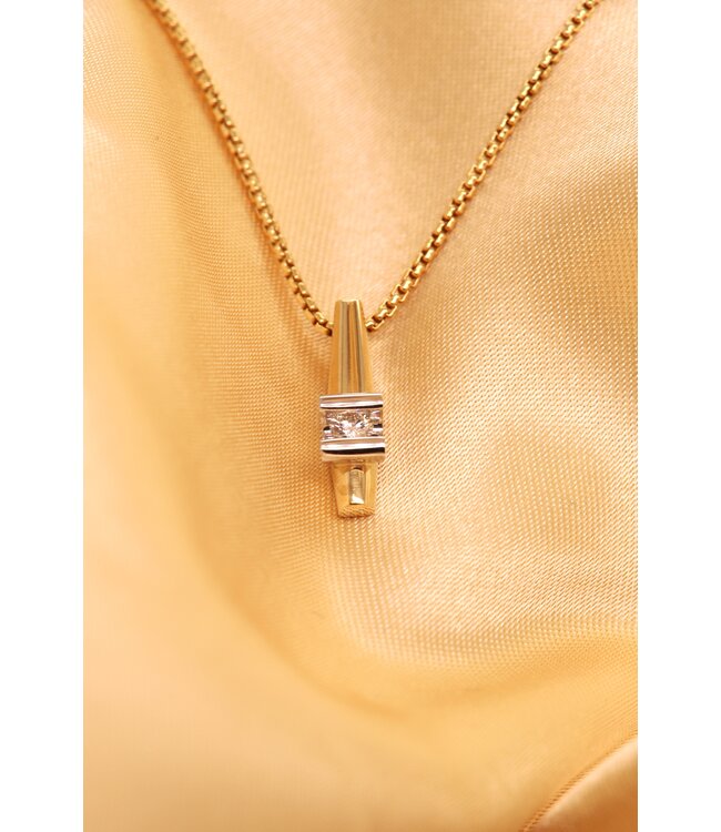 R&C hanger Camille geel/witgoud 14k met briljant 0.10ct.