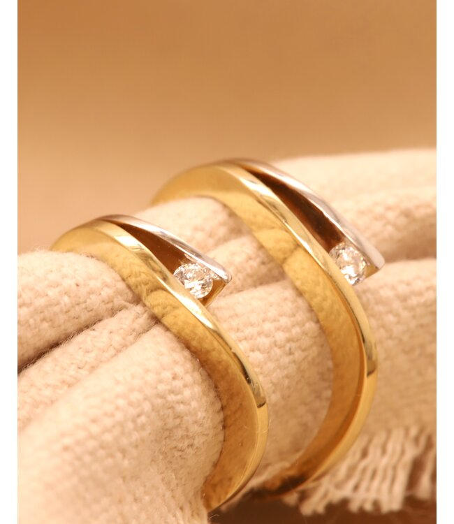 R&C Bicolor gouden ring Victoire 0,10ct maat 19.5