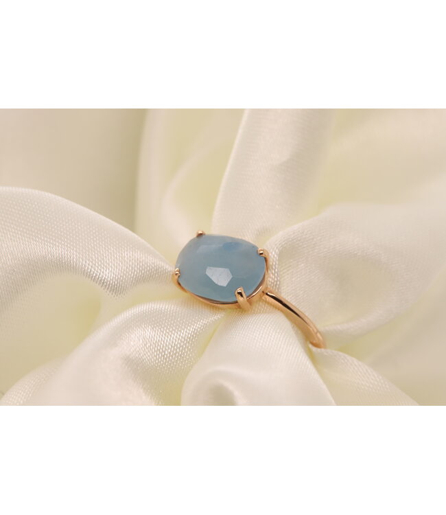 ROEMER 18K rosegouden ring met Aquamarijn