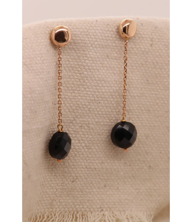 Monzario rosegouden oorhangers met onyx O1198R