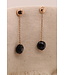 Monzario rosegouden oorhangers met onyx O1198R