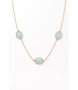 ROEMER ROEMER 18K rosegouden collier met Aquamarijn