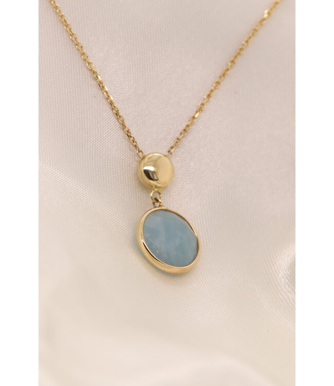 Monzario geelgouden collier met Aquamarijn 1380C
