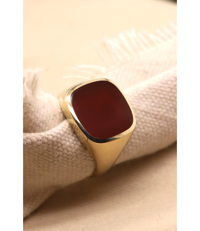 Herenring goud 14k met carneool 14x14 model 513