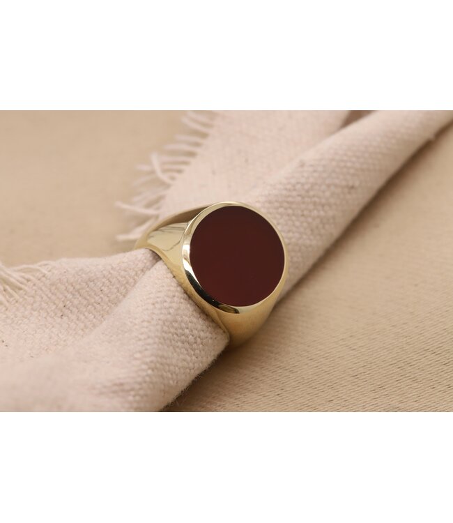 Herenring goud 14k met Sardoine model 065