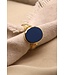 Herenring goud 14k met blauwlagen steen model 393