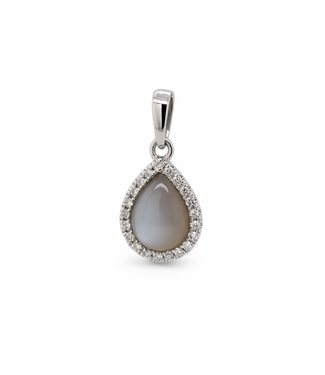 Passione Passione hanger witgoud 14k met maansteen en diamant 0.08 Si/H