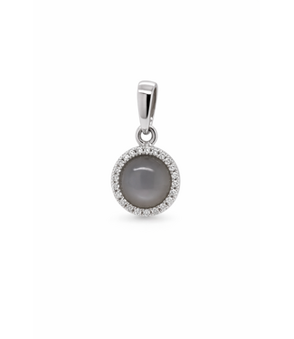 Passione Passione hanger witgoud 14k met maansteen en diamant 0.08 Si/H