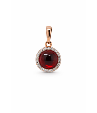 Passione Passione hanger roségoud 14k met granaat & diamant 0.08ct Si/H