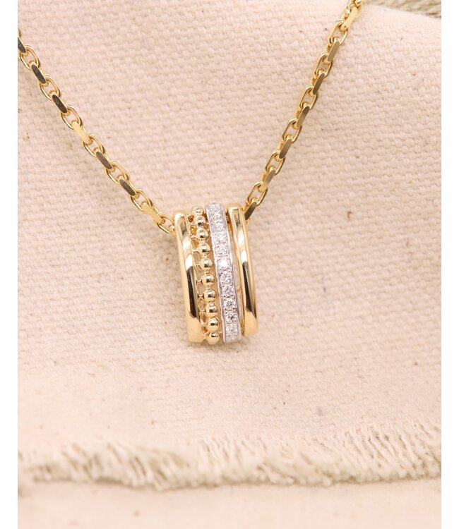 Passione Hanger geel- en witgoud 14k met diamant 0.12ct H Si