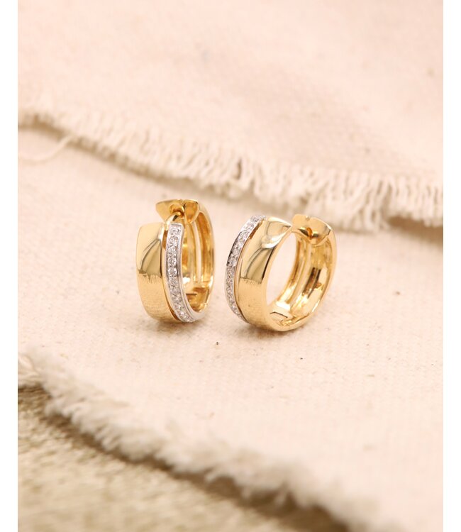 Passione oorringen geel/witgoud met diamant 0.09ct H Si